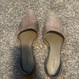 Vince Women's D'orsay flat. Upper snake skin, leather heel